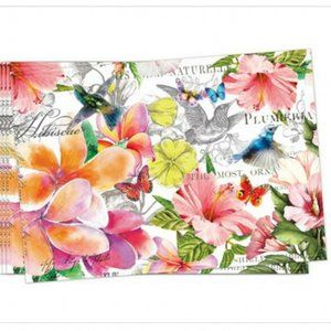 Deborah Michel Collection Fabric Placemats Paradise  100% Cotton Set of 4 Floral